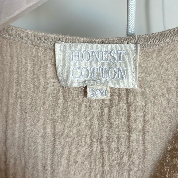 Honest Cotton Bell Sleeveless Midi Ecru Crinkle Cotton Dress S/M - Picture 2 of 3